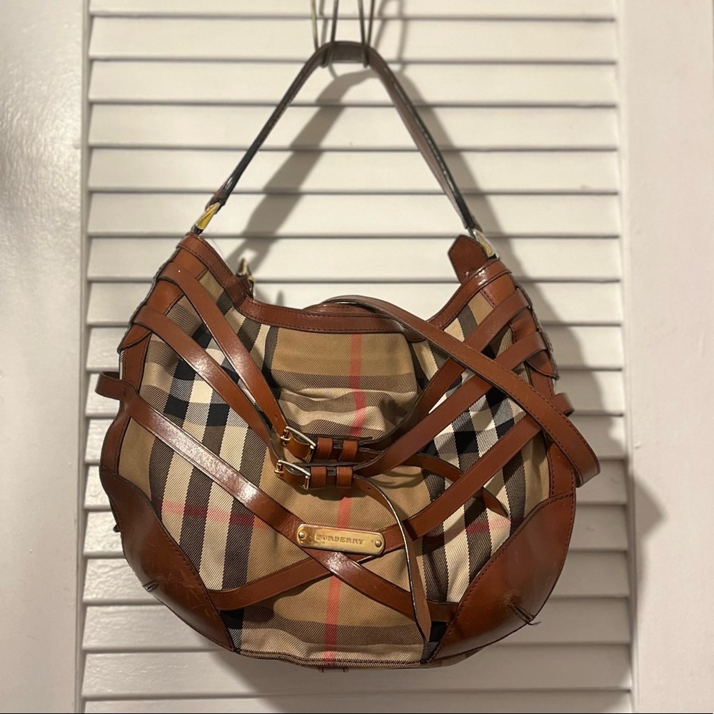 Burberry Bridle Dutton Hobo House Check/ Leather